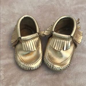 Minnetonka gold booties. Size 3